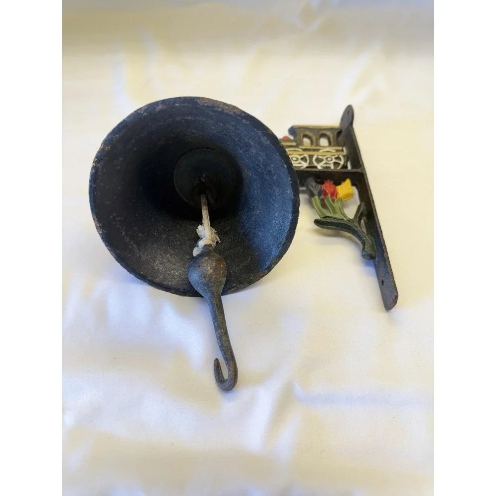 Antique Cast Iron Train Dinner Wall Bell Locomotive Topper